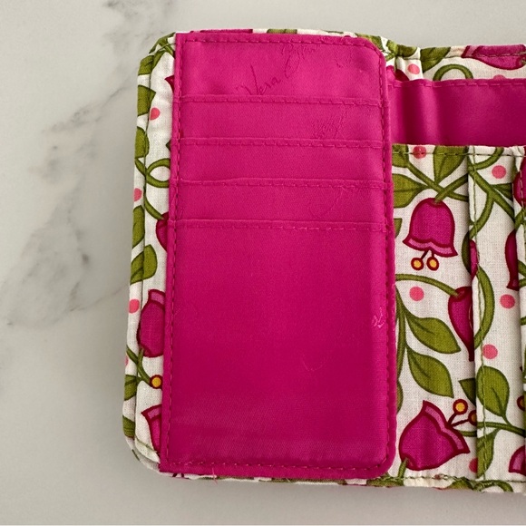 Pink Floral Trifold Vera Bradley Wallet - Picture 2 of 6